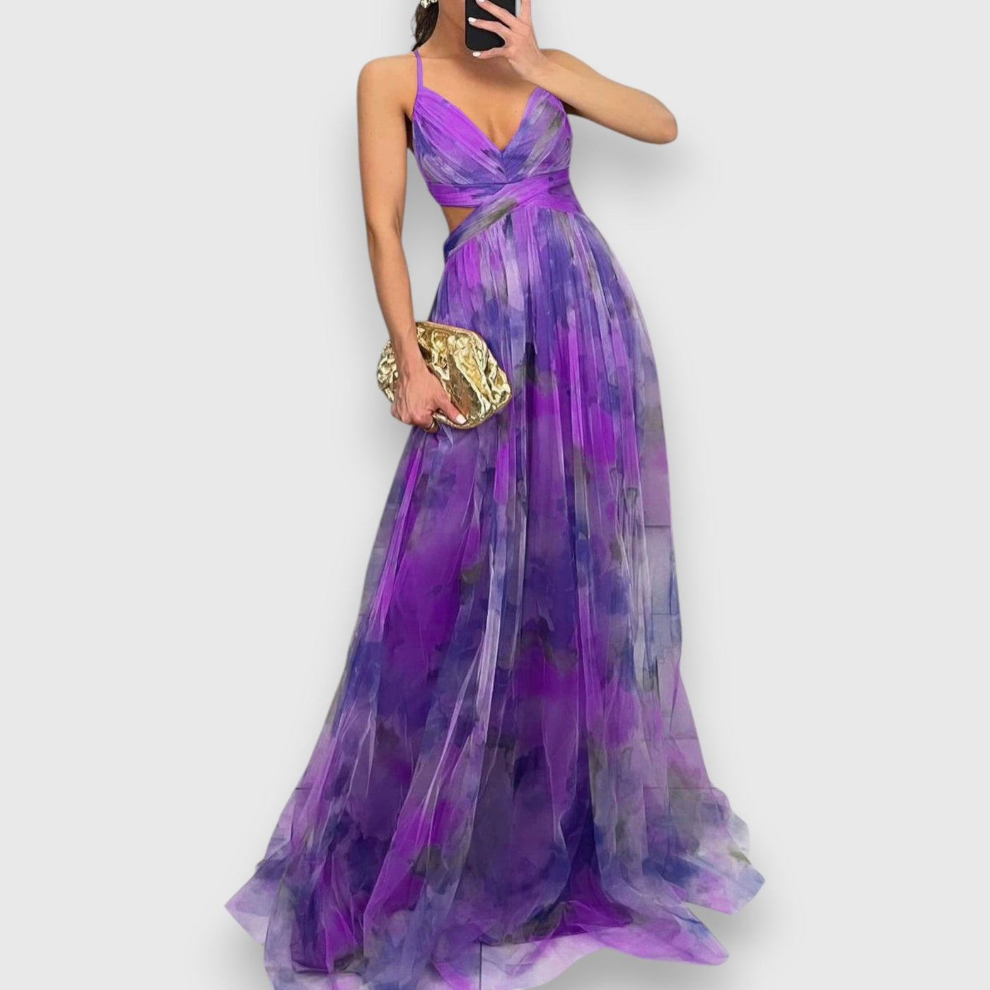 Serelina – Watercolour Pleated Gown