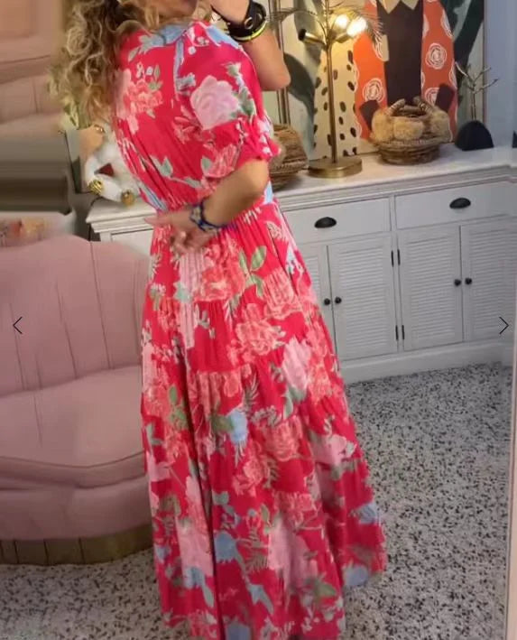 Mona – Floral Pleated Maxi Dress