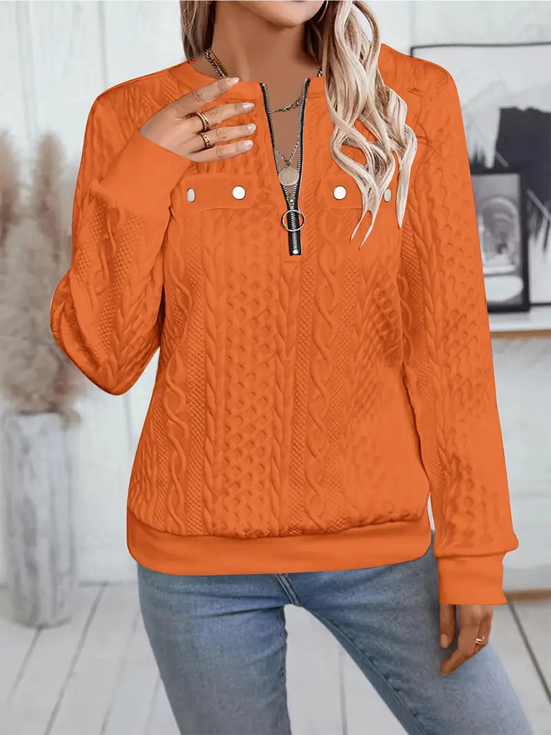 Amelie - Ladies' zip-up jumper with mock pocket