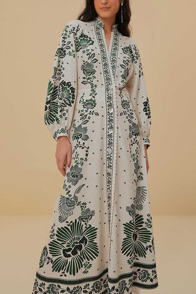 Delyth – Printed Embroidered Maxi Dress