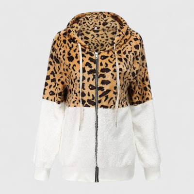 Lea - Fleece Hoodie with Leopard Design