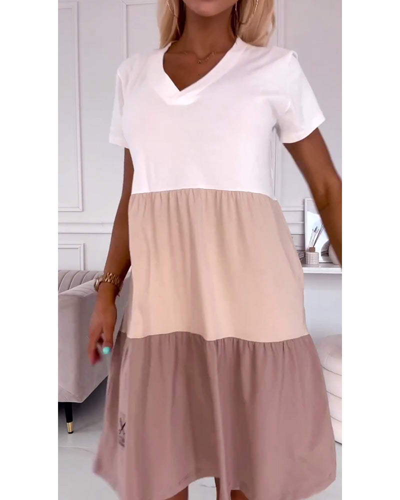 Michaela – Colourblock V-Neck Mini Dress