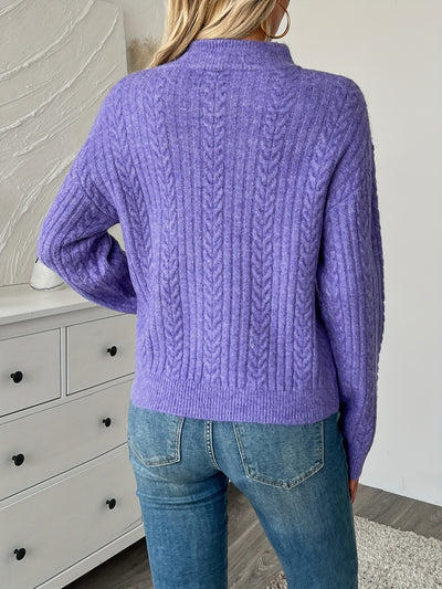 Elin - Ladies' zip-up cable knit jumper
