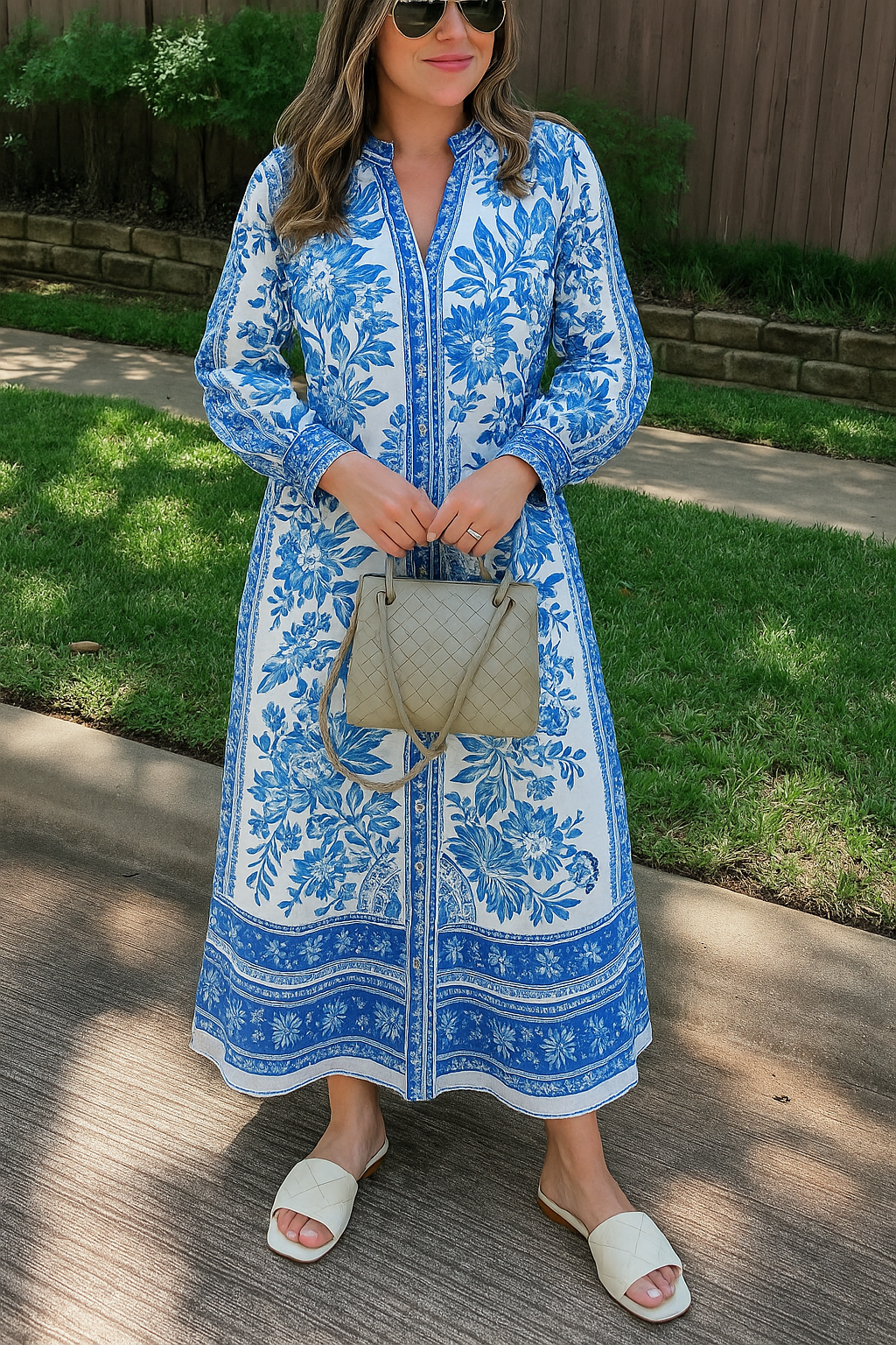 Delyth – Printed Embroidered Maxi Dress
