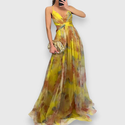Serelina – Watercolour Pleated Gown
