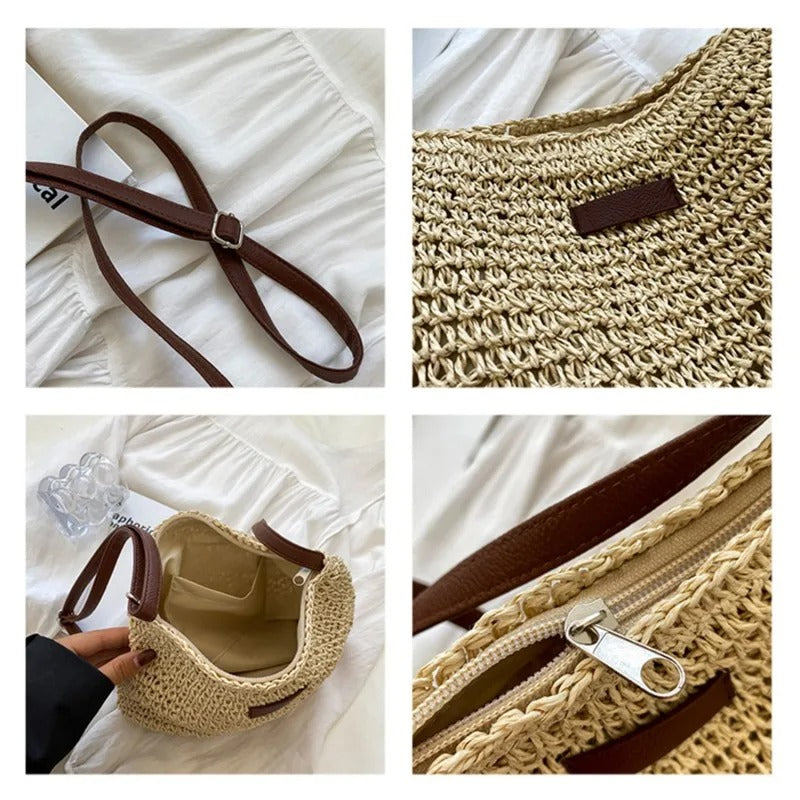 Straw shoulder bag
