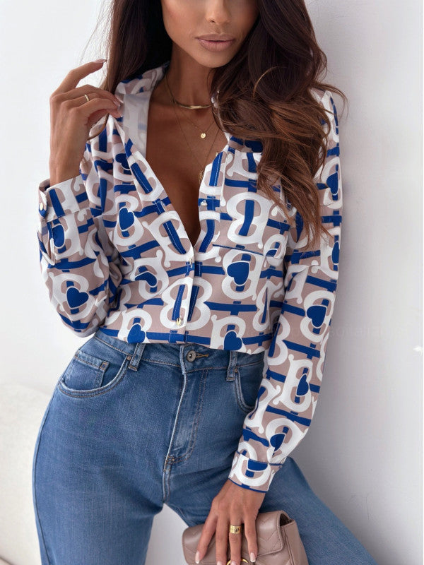 Nina | Elegant Women's Blouse with Satin Print