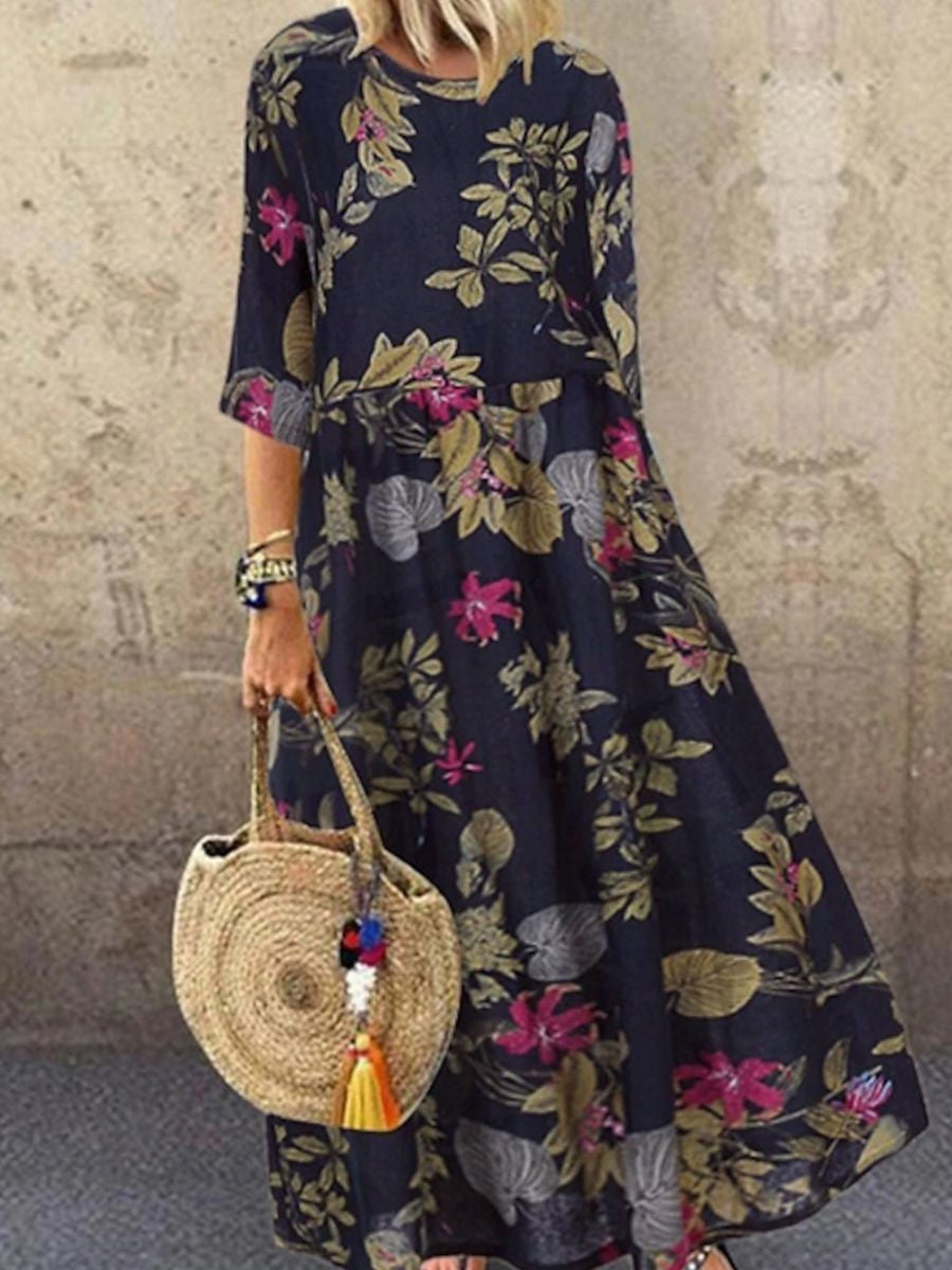 Judith - Floral Round Neck Dress
