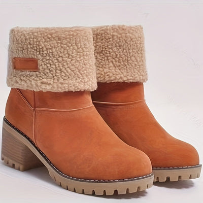 Sierra - Warm Chunky Heel Ankle Boots