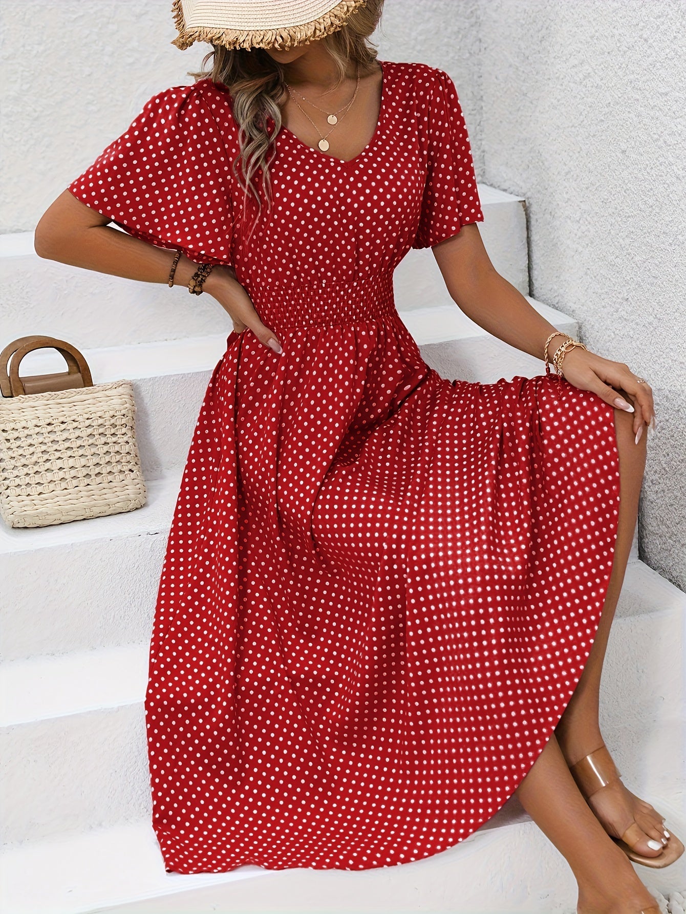 Nathalie – Polka Dot Midi Dress