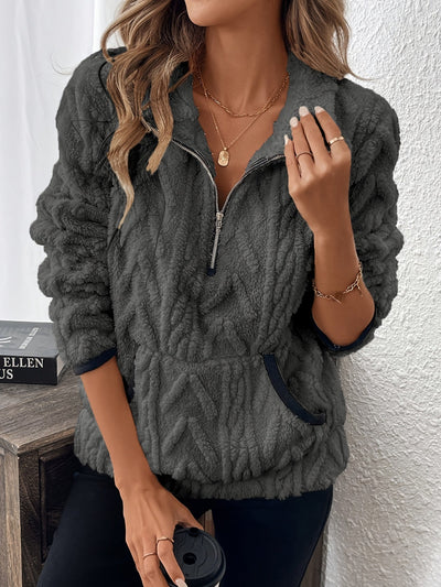 Evodia - Cosy Cable Knit Half-zip Jumper