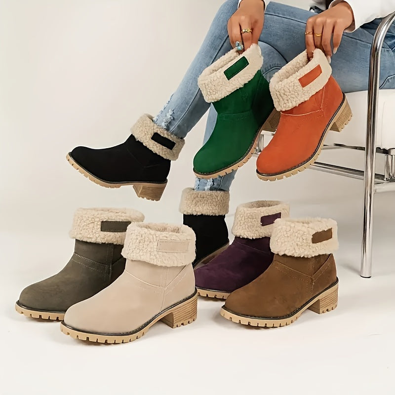 Sierra - Warm Chunky Heel Ankle Boots