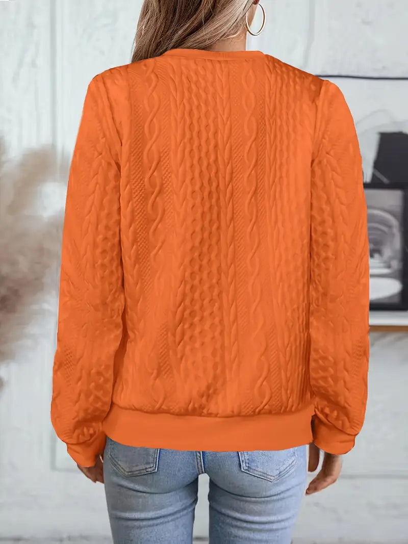 Elvarine - Cable Knit Zip-Up Bomber Jacket
