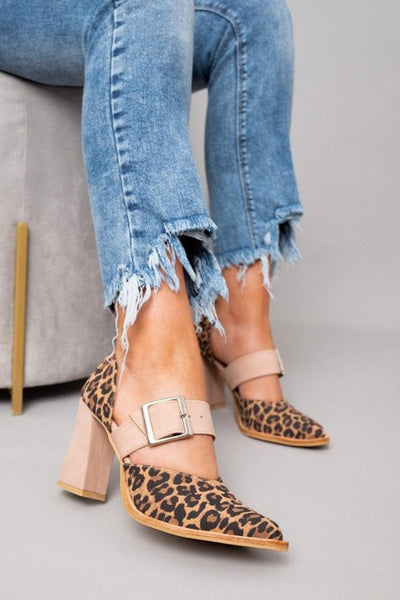 Selveta | Leopard Print Suede Heeled Sandals