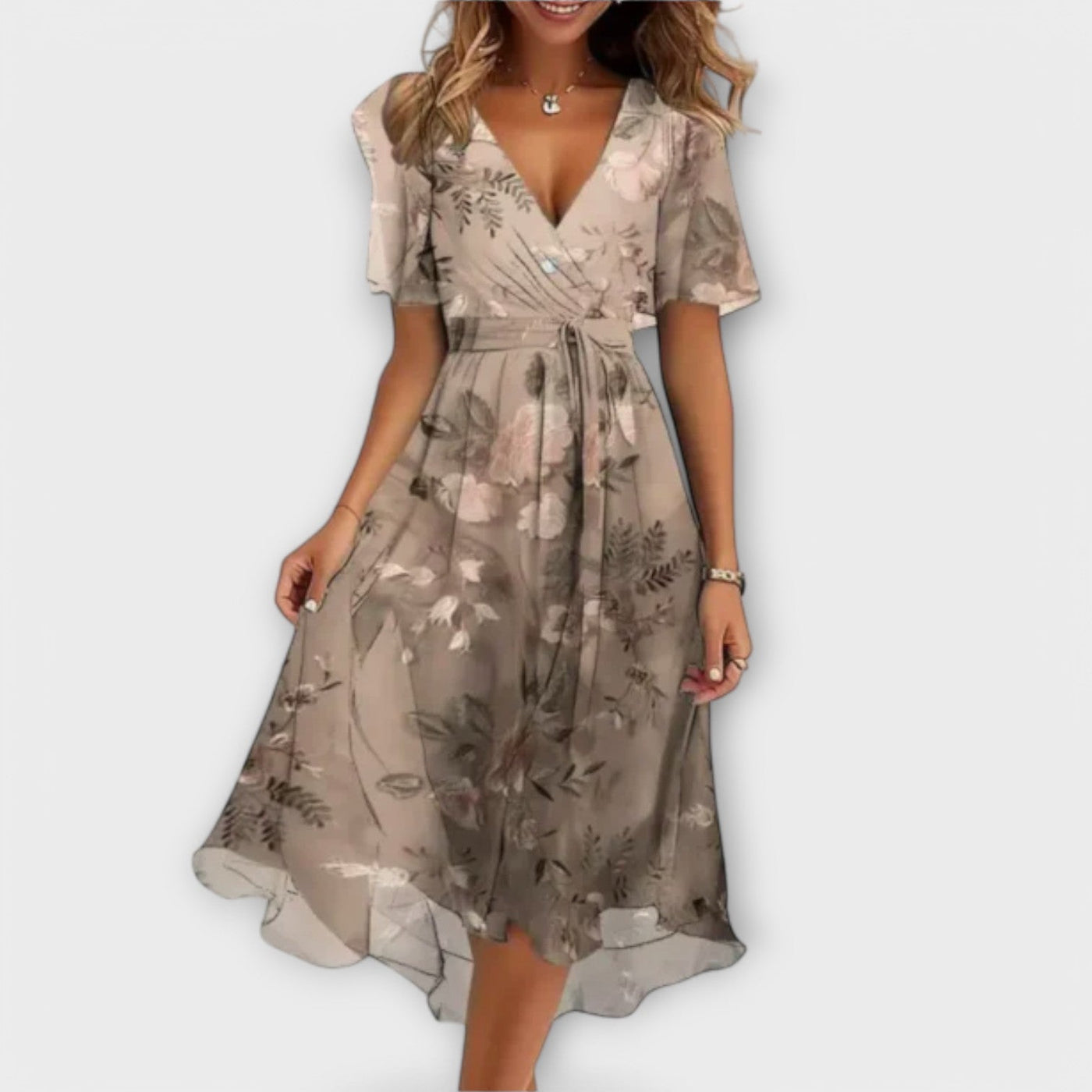 Sabrina – Elegant Floral Midi Dress