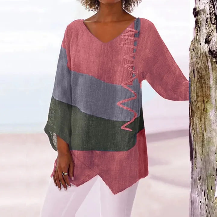 Leviana™ | Artistic V-Neck Tunic – Creative, Airy & Elegant