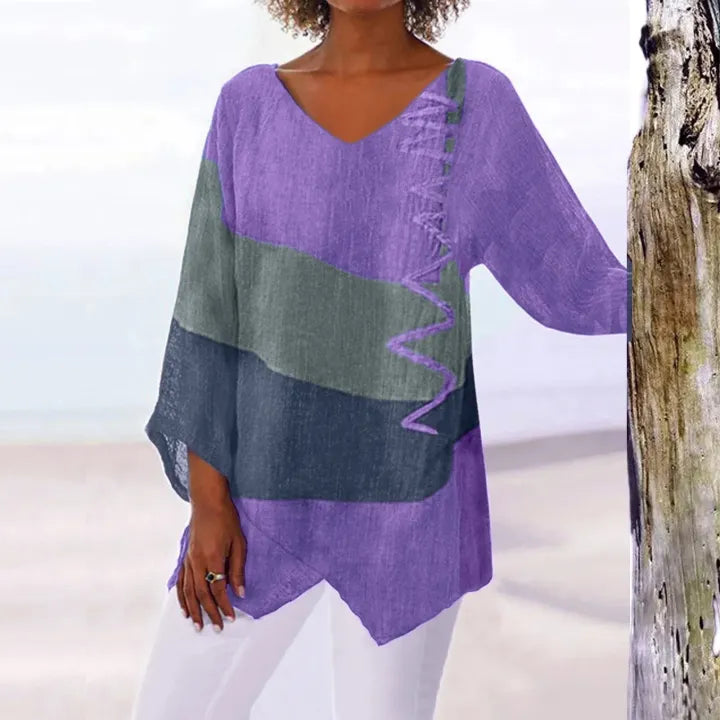 Leviana™ | Artistic V-Neck Tunic – Creative, Airy & Elegant