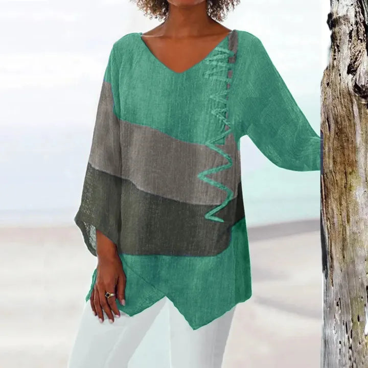 Leviana™ | Artistic V-Neck Tunic – Creative, Airy & Elegant