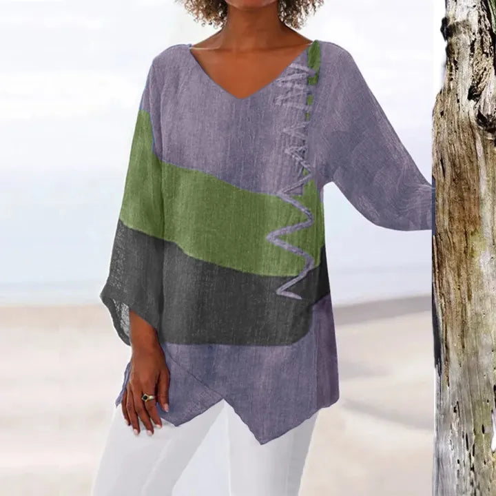 Leviana™ | Artistic V-Neck Tunic – Creative, Airy & Elegant