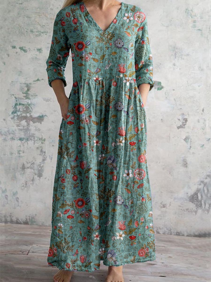 Lira – Floral V-Neck Maxi Dress