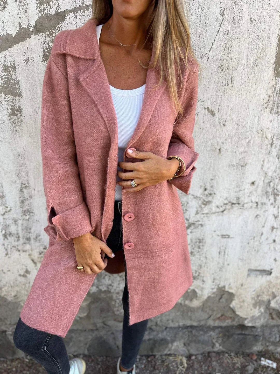 Elena – Textured Button-Up Coat
