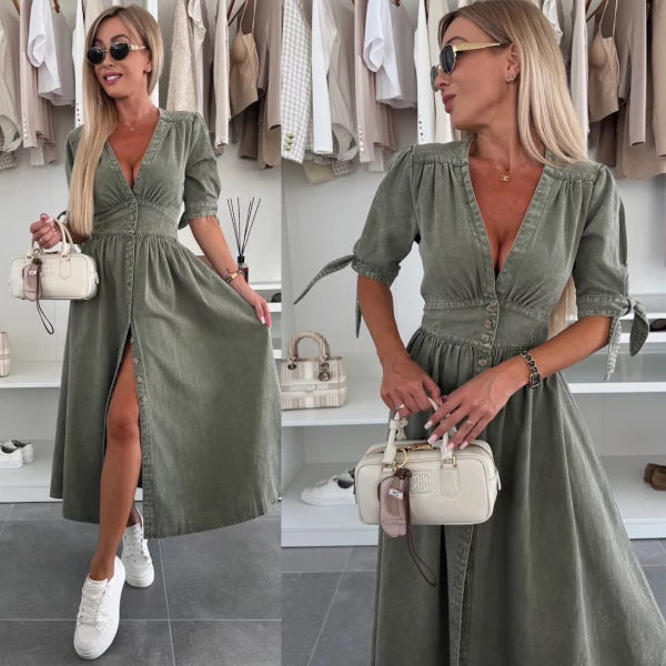 Karla - V-Neck Button Dress