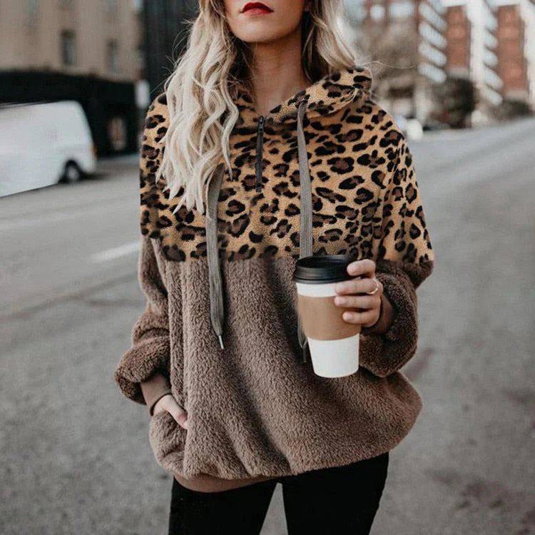 Tessa - Leopard Print Contrast Hoodie