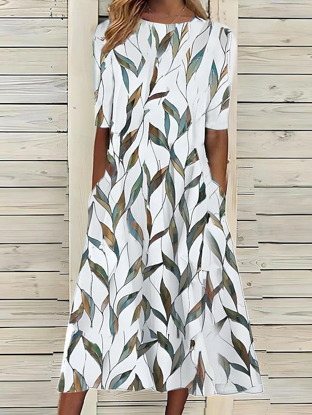 Sela™ – Summer Midi Dress with Floral Coastal Vibe