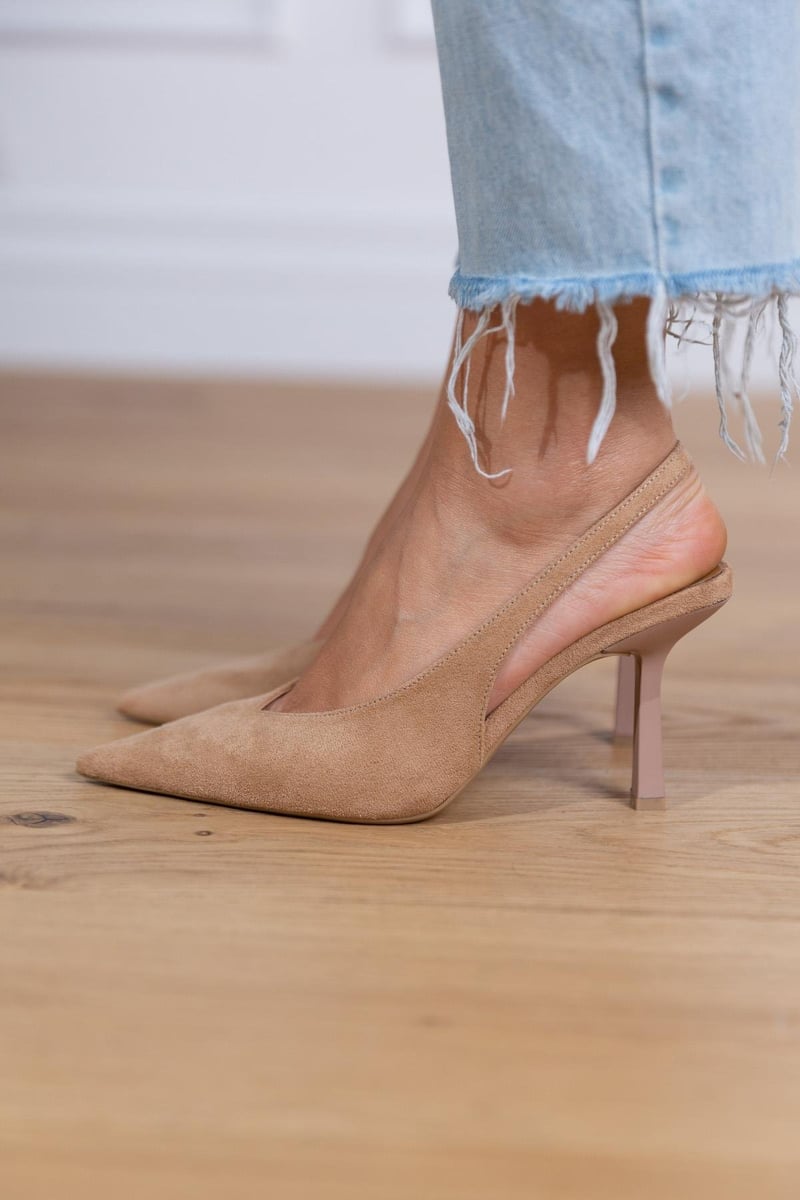 Marlena™ | Nude Slingback Heels with Fine Heel
