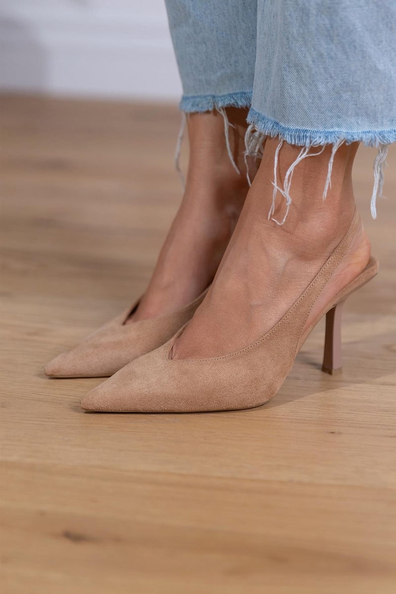 Marlena™ | Nude Slingback Heels with Fine Heel