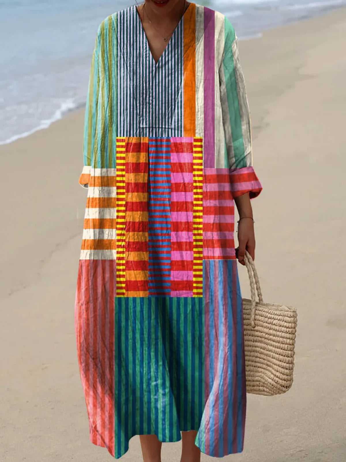 Inaya | Multicoloured Patchwork Maxi Dress